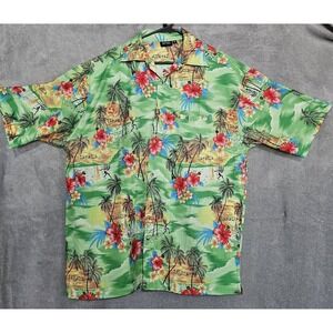 Revue Mens Shirt XL Hawaiian Jamaica Beach Cruise Vacation Button Up Tropical